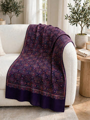 Zar Hand Embroidered Shawl-Royal Plum