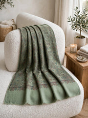 Zar Hand Embroidered Shawl-Sage Green
