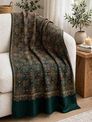 Zar Hand Embroidered Shawl-Dark Emerald
