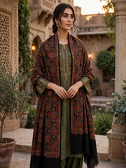 Zar Hand Embroidered Shawl-Jet Black