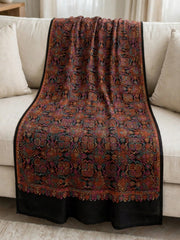 Zar Hand Embroidered Shawl-Jet Black