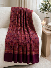 Zar Hand Embroidered Shawl-Dark Mulberry