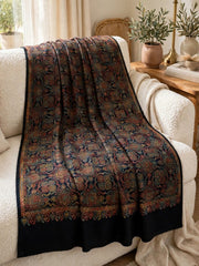 Zar Hand Embroidered Shawl-Midnight Black