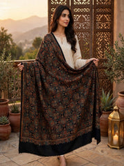 Zar Hand Embroidered Shawl-Midnight Black