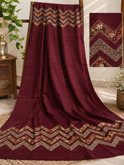 Saya Embroidered Shawl-Maroon