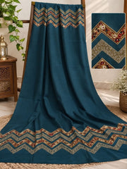 Saya Embroidered Shawl-Teal