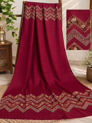 Saya Embroidered Shawl-Deep Red