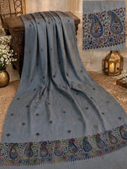Taj Handwork Shawl-Charcoal Grey