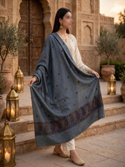 Taj Handwork Shawl-Charcoal Grey