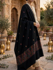 Taj Handwork Shawl-Jet Black
