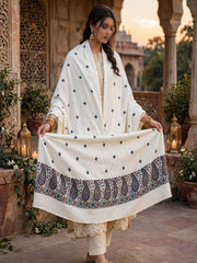 Taj Handwork Shawl-Off White
