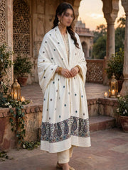 Taj Handwork Shawl-Off White