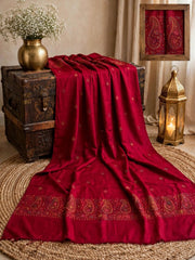 Taj Handwork Shawl-Crimson Red