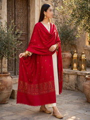 Taj Handwork Shawl-Crimson Red