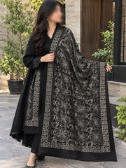 Gul e Silk Embroidered Shawl-Black