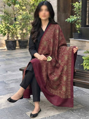 Gul e Silk Embroidered Shawl-Maroon