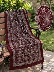 Gul e Silk Embroidered Shawl-Maroon