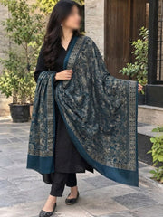 Gul e Silk Embroidered Shawl-Teal