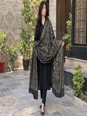 Gul e Silk Embroidered Shawl-Slate Grey