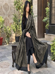 Gul e Silk Embroidered Shawl-Slate Grey