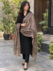 Gul e Silk Embroidered Shawl-Fawn