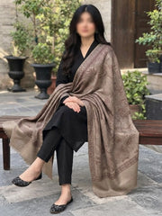 Gul e Silk Embroidered Shawl-Fawn