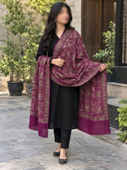 Gul e Silk Embroidered Shawl-Magenta