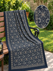 Gul e Silk Embroidered Shawl-Navy
