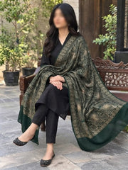 Gul e Silk Embroidered Shawl-Emerald Green