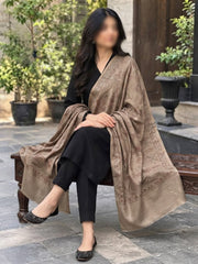 Gul e Silk Embroidered Shawl-Mushroom