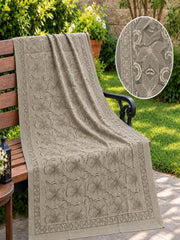 Gul e Silk Embroidered Shawl-Mushroom