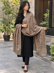 Gul e Silk Embroidered Shawl-Mushroom