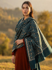 Mughal Embroidered Shawl-Teal