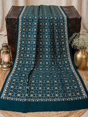 Mughal Embroidered Shawl-Teal