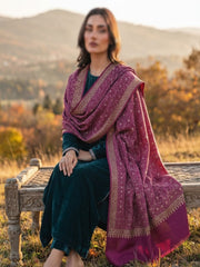 Mughal Embroidered Shawl-Magenta