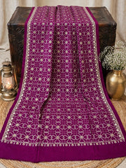 Mughal Embroidered Shawl-Magenta