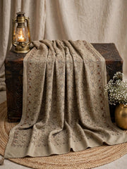 Mughal Embroidered Shawl-Mushrom Brown