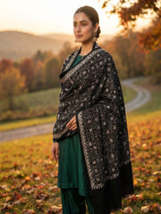 Mughal Embroidered Shawl-Coffee Brown