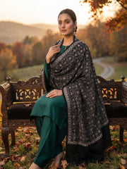 Mughal Embroidered Shawl-Coffee Brown