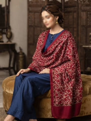 Manto Embroidered Shawl-Royal Crimson