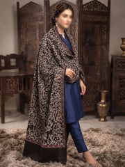 Manto Embroidered Shawl-Chocolate Brown