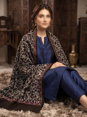 Manto Embroidered Shawl-Chocolate Brown