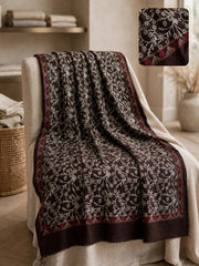 Manto Embroidered Shawl-Chocolate Brown