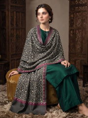 Manto Embroidered Shawl-Grqaphite Grey
