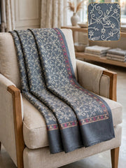 Manto Embroidered Shawl-Grqaphite Grey