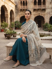 Wahaj Printed Shawl-Ivory