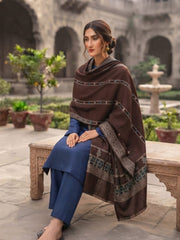 Wahaj Printed Shawl-Chocolate Brown