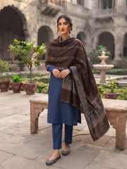 Wahaj Printed Shawl-Chocolate Brown