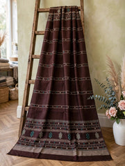 Wahaj Printed Shawl-Chocolate Brown