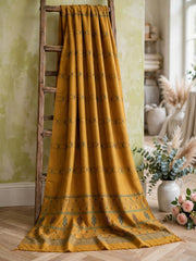 Wahaj Printed Shawl-Mustard